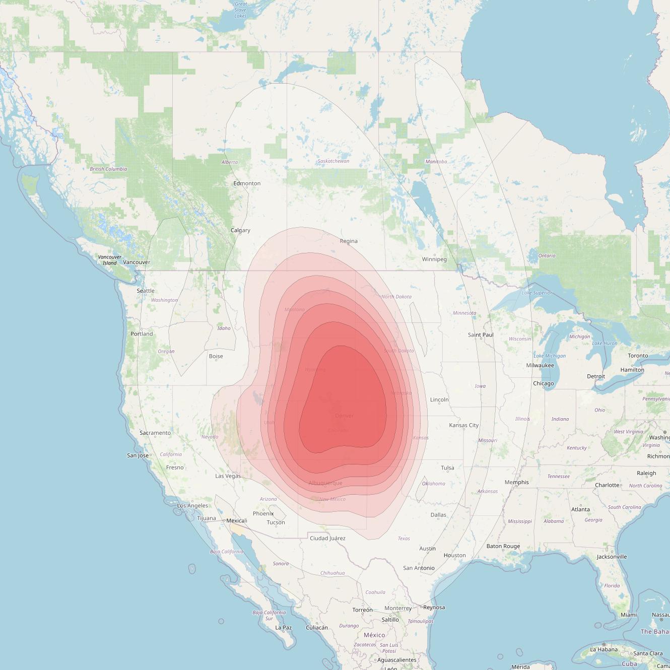 Directv 9S at 101° W downlink Ku-band BB09 (Denver) Beam coverage map