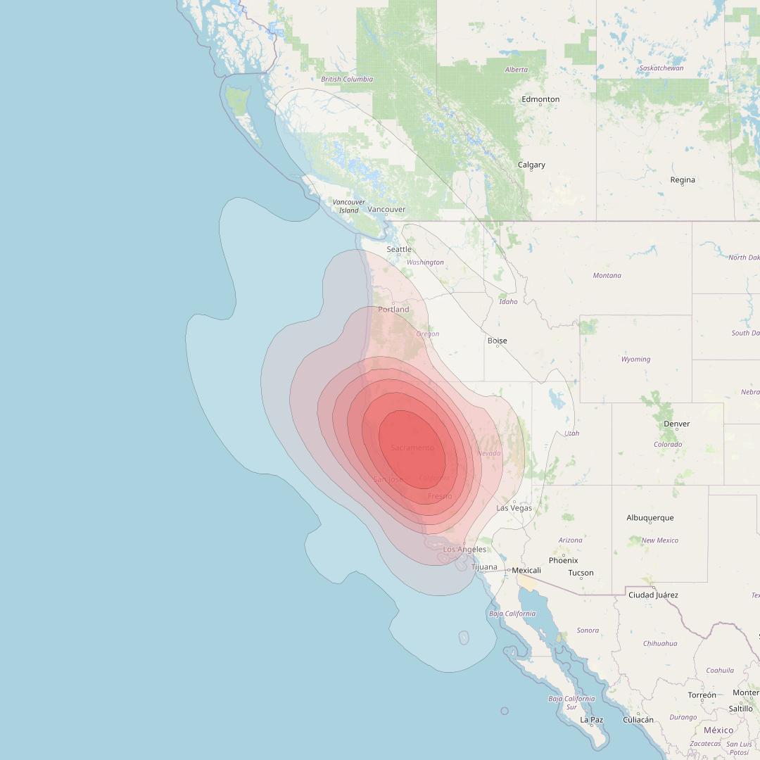 Directv 9S at 101° W downlink Ku-band CB20 (San Francisco) Beam coverage map