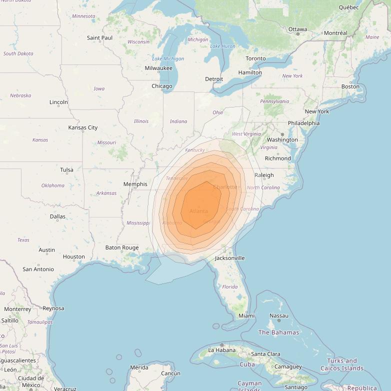 Directv 12 at 103° W downlink Ka-band A1B3 (Atlanta) Spot beam coverage map