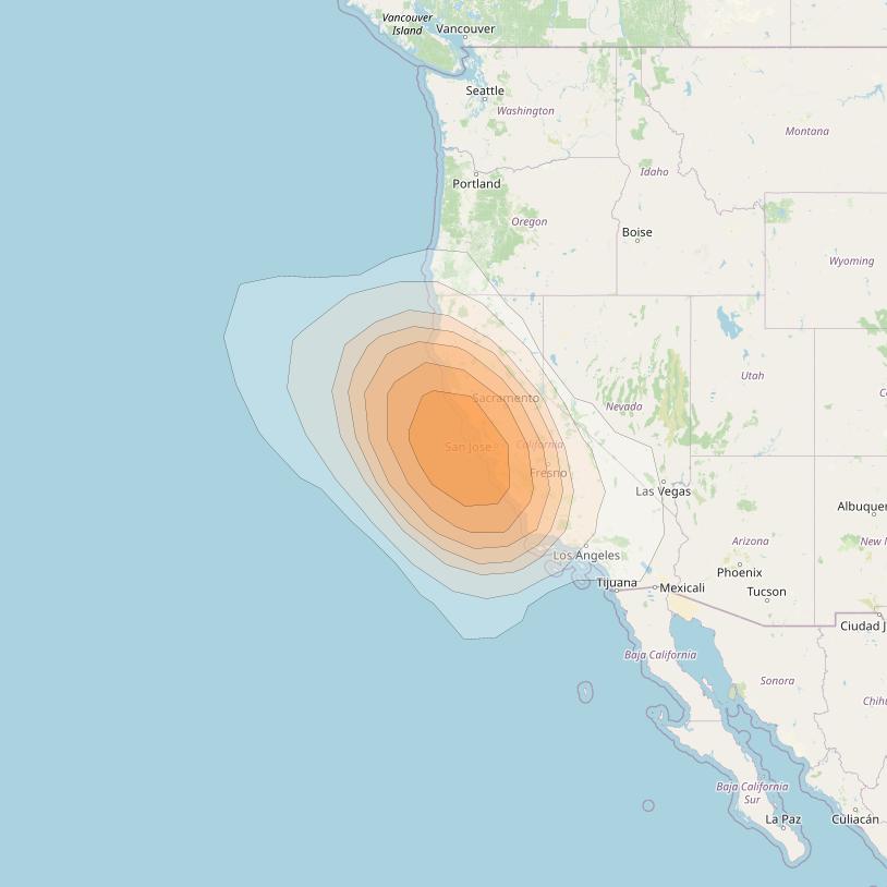 Directv 12 at 103° W downlink Ka-band A2BD (San Francisco) Spot beam coverage map