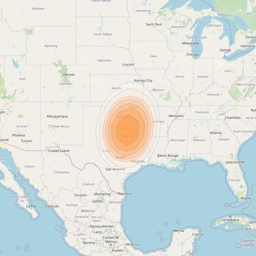 Directv 12 at 103° W downlink Ka-band A4B7 (Fort Worth) Spot beam coverage map