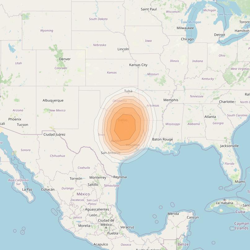Directv 10 at 103° W downlink Ka-band A2B8 (Dallas) Spot beam coverage map