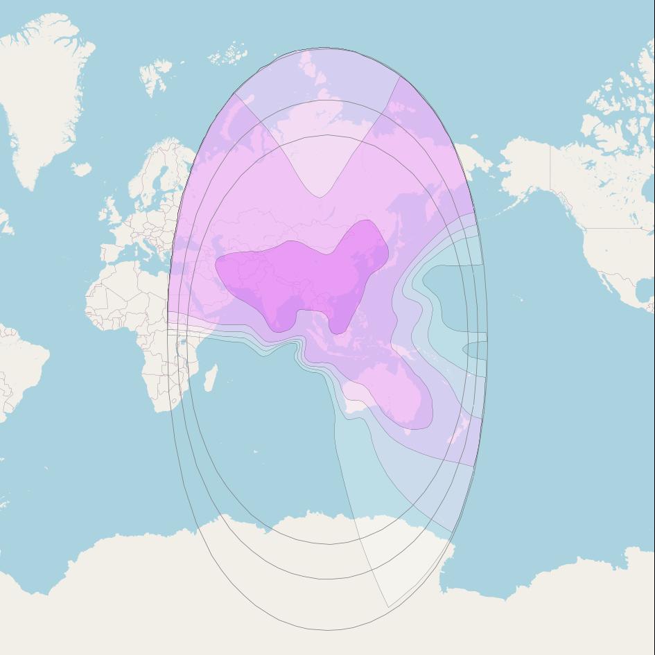 Asiasat 7 at 105° E downlink C-band Global beam coverage map