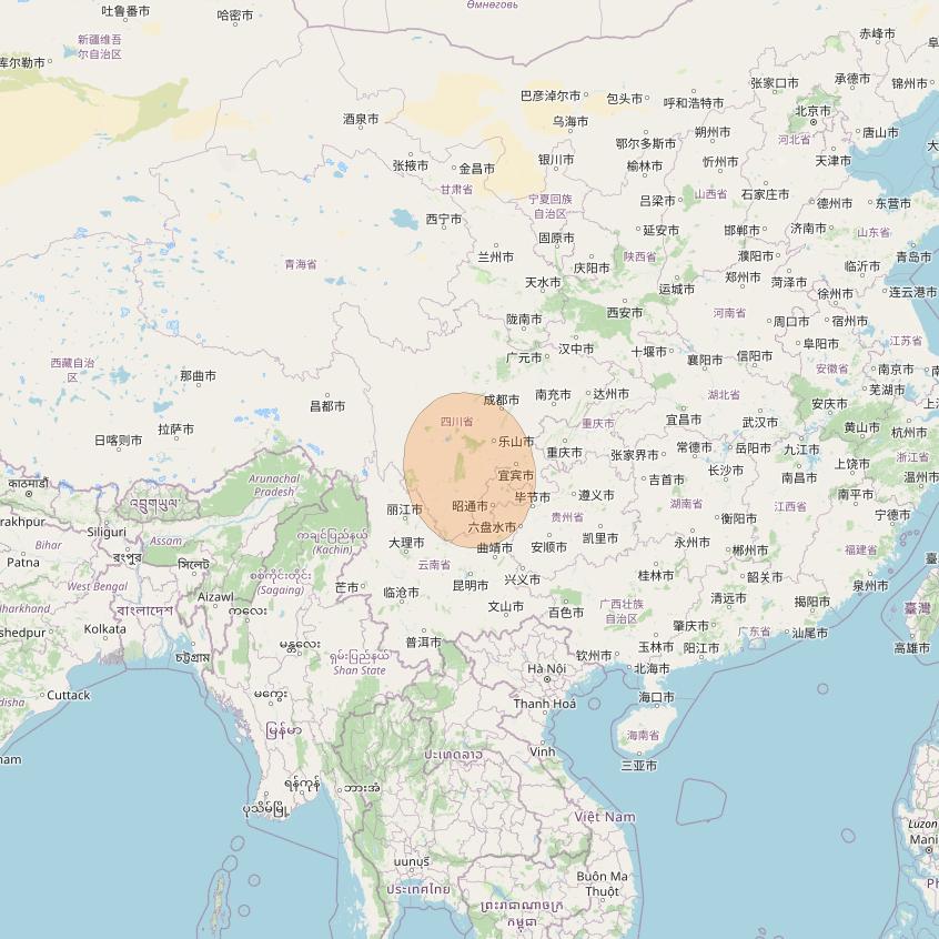Chinasat 16 at 110° E downlink Ka-band S12 User Spot beam coverage map