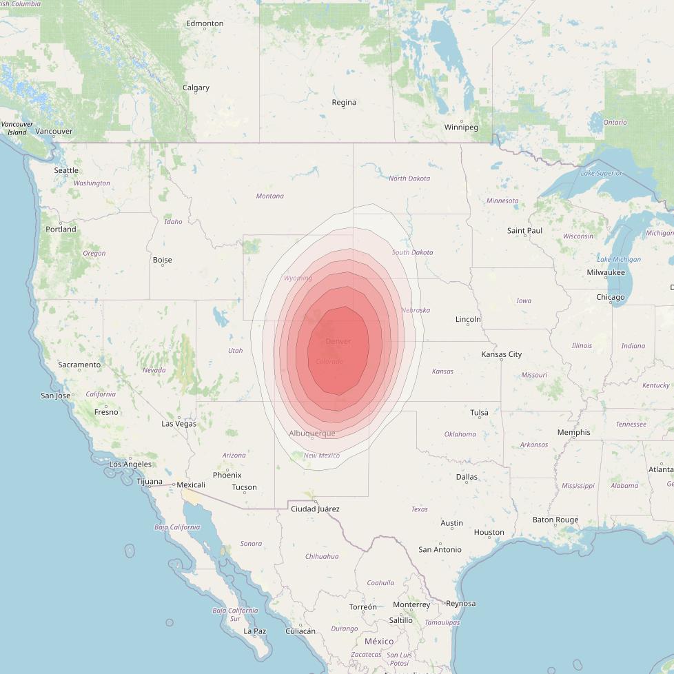 Echostar 10 at 110° W downlink Ku-band Spot CentralColoradoT30 Beam coverage map