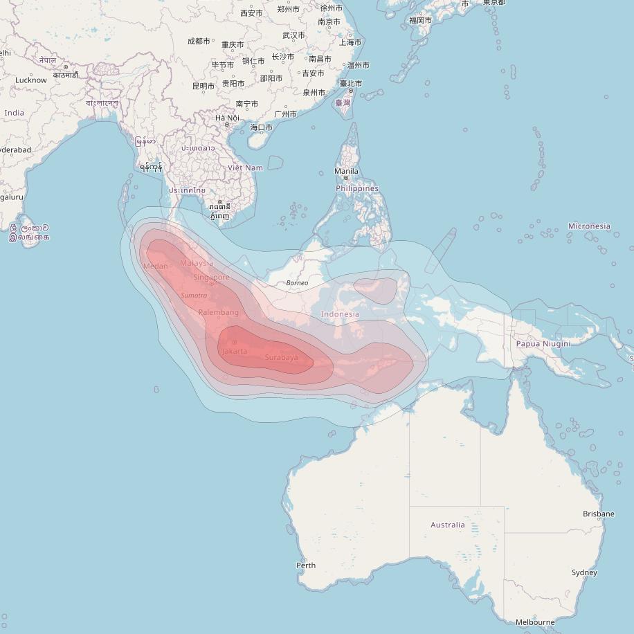 Bangabandhu-1 at 119° E downlink Ku-band Indonesia beam coverage map