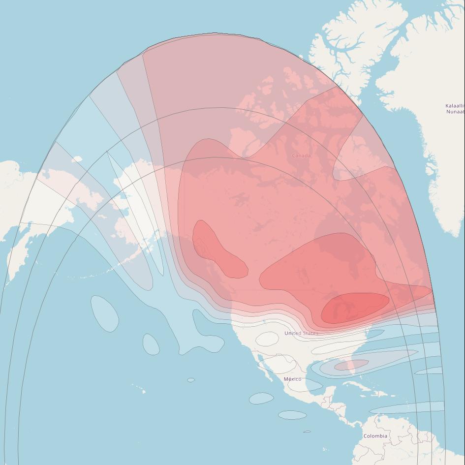 Ciel 2 at 129° W downlink Ku-band  Canada Wide Beam coverage map