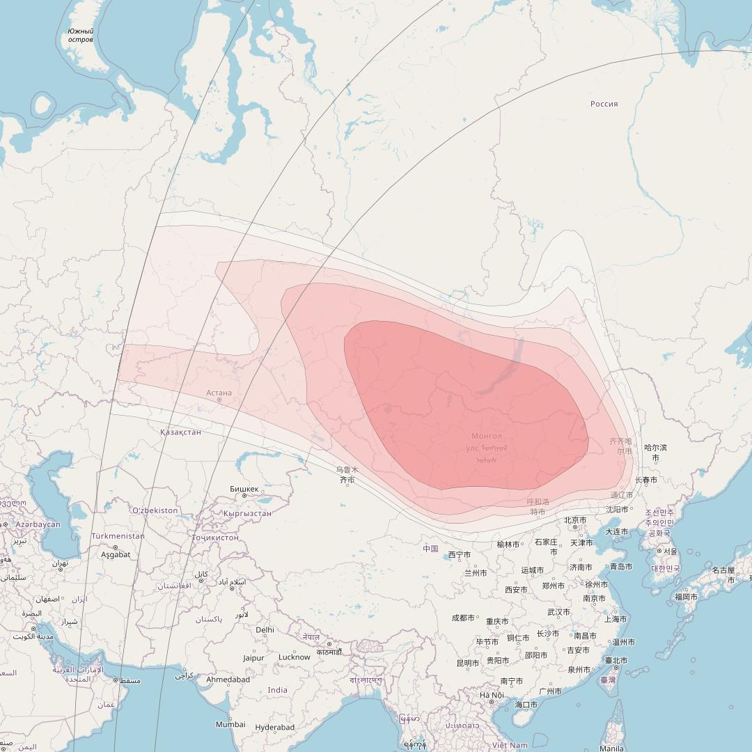 APSTAR 6C at 134° E downlink Ku-band Mongolia beam coverage map