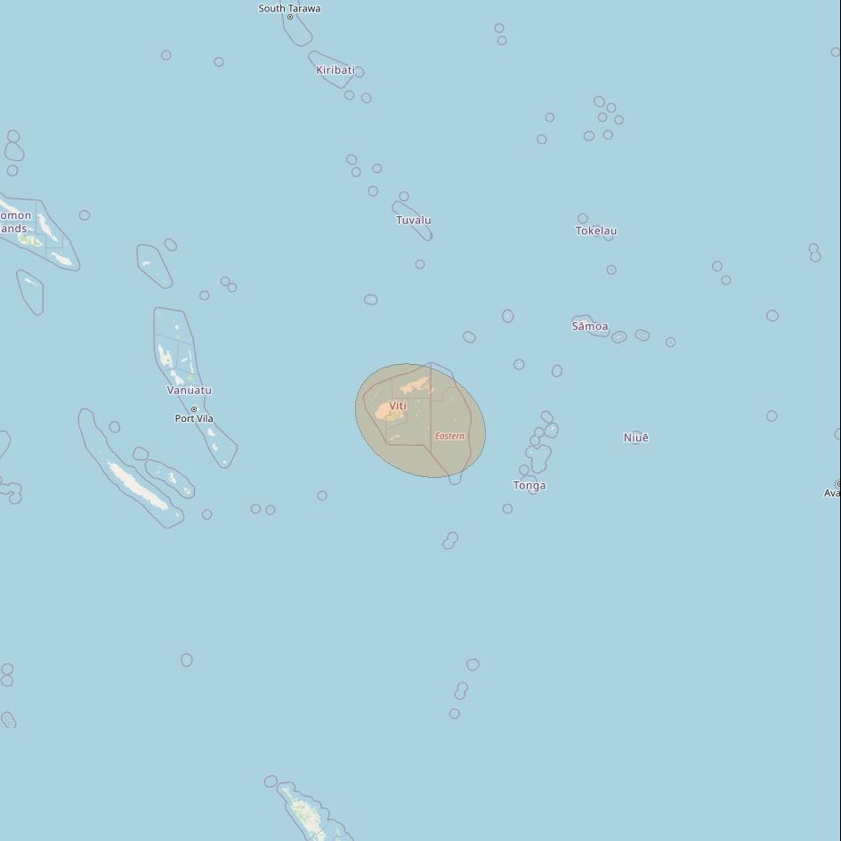 JCSat 1C at 150° E downlink Ka-band S26 (Fiji/RHCP/A) User Spot beam coverage map