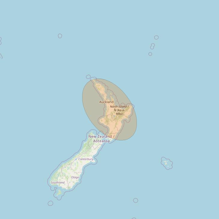 JCSat 1C at 150° E downlink Ka-band S39 (Auckland/LHCP/B) User Spot beam coverage map