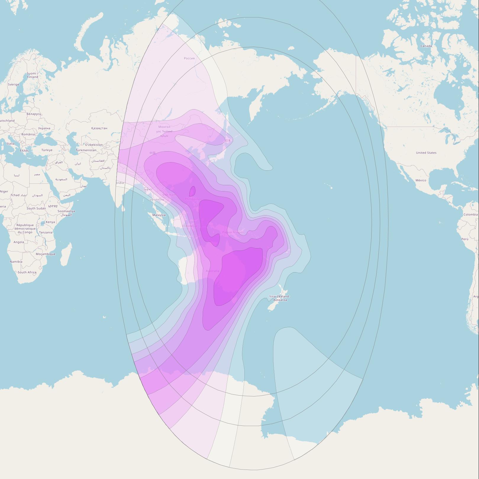 Intelsat 1R at 157° E downlink C-band Asia-Australia H beam coverage map