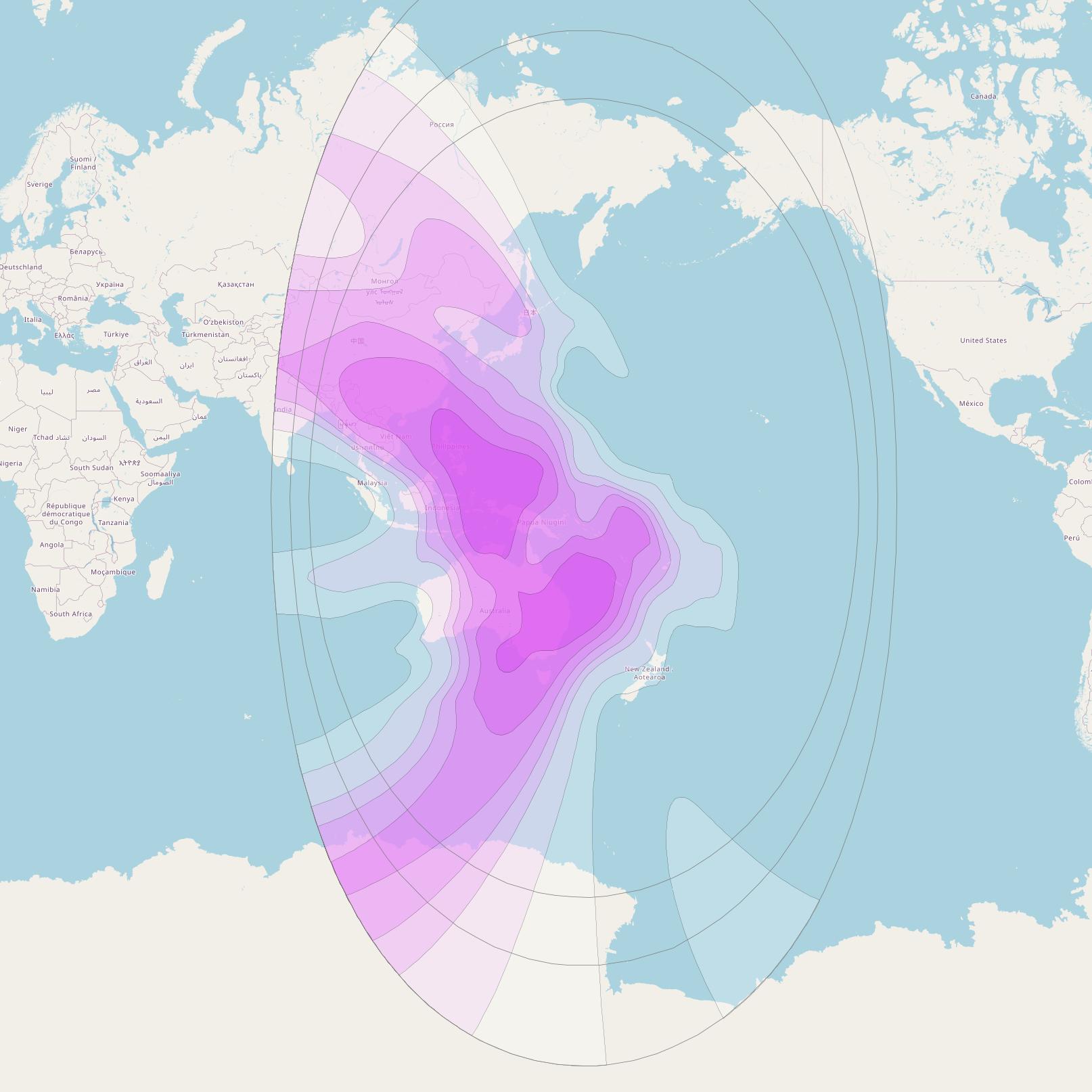 Intelsat 1R at 157° E downlink C-band Asia-Australia V beam coverage map