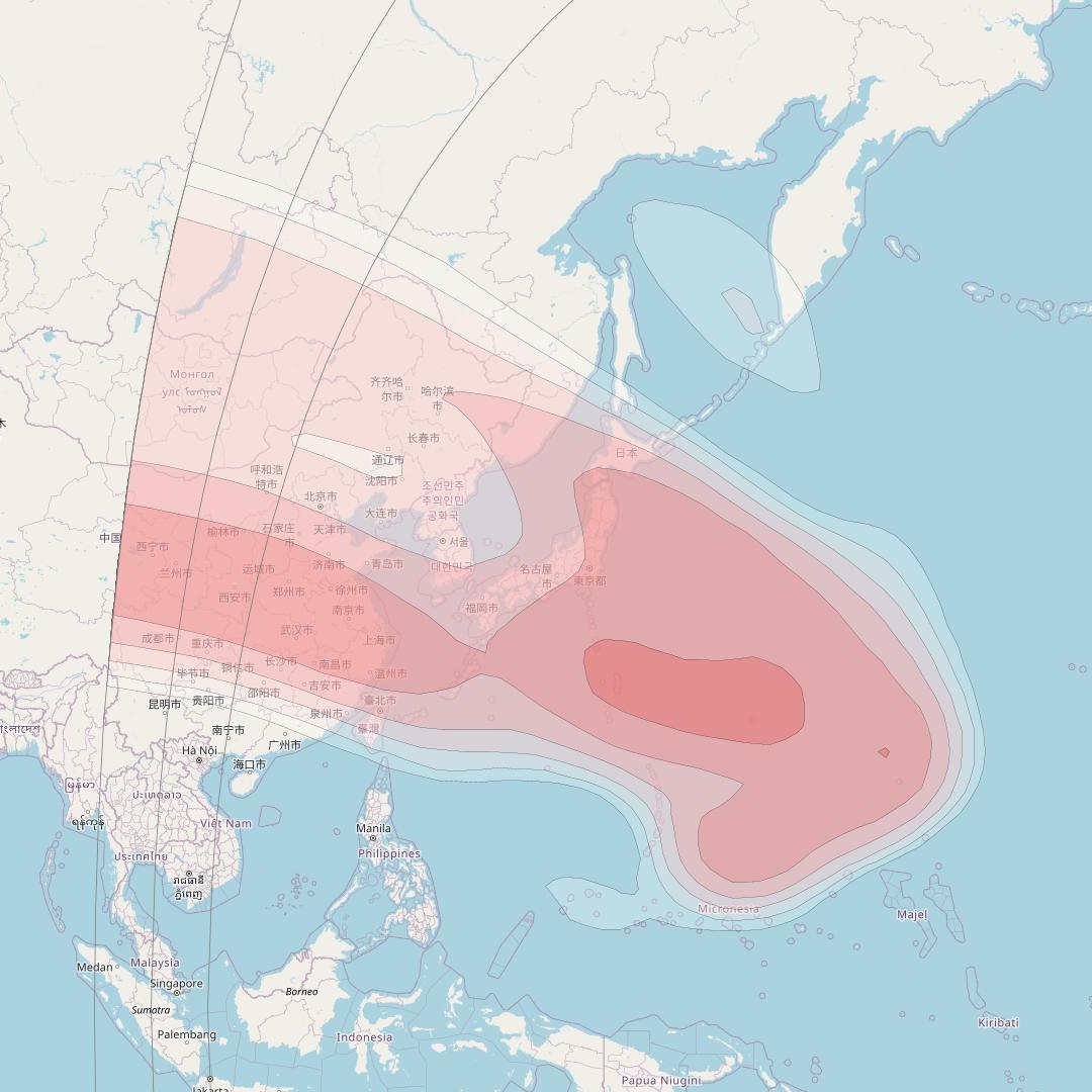 Intelsat 10 at 178° E downlink Ku-band North West Pacific beam coverage map