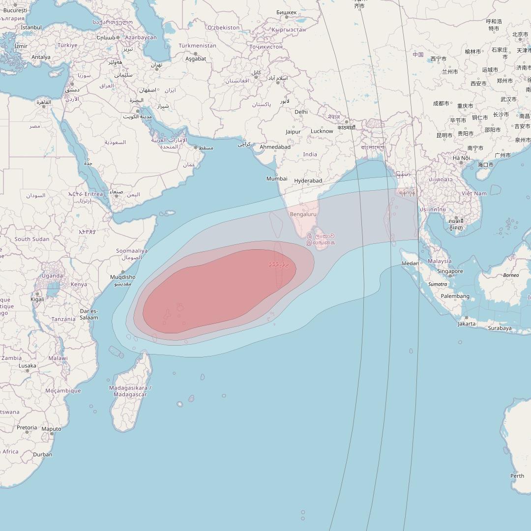 Amos 17 at 17° E downlink Ku-band Indian Ocean Maritime beam coverage map