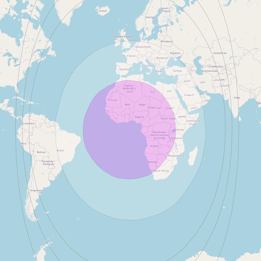Intelsat 10-02 + MEV2 at 1° W downlink C-band Global Beam coverage map