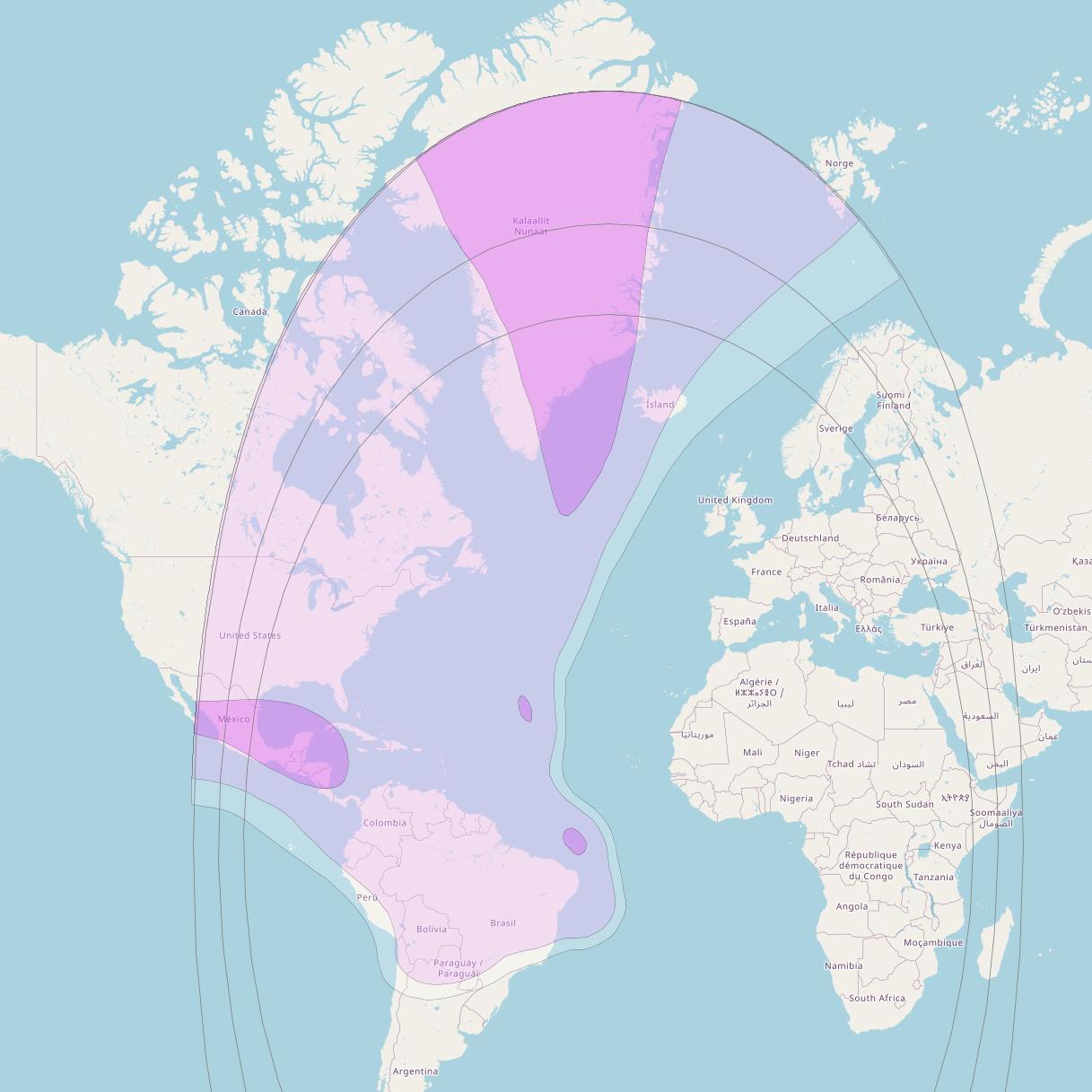 Intelsat 904 at 29° W downlink C-band West Hemi beam coverage map