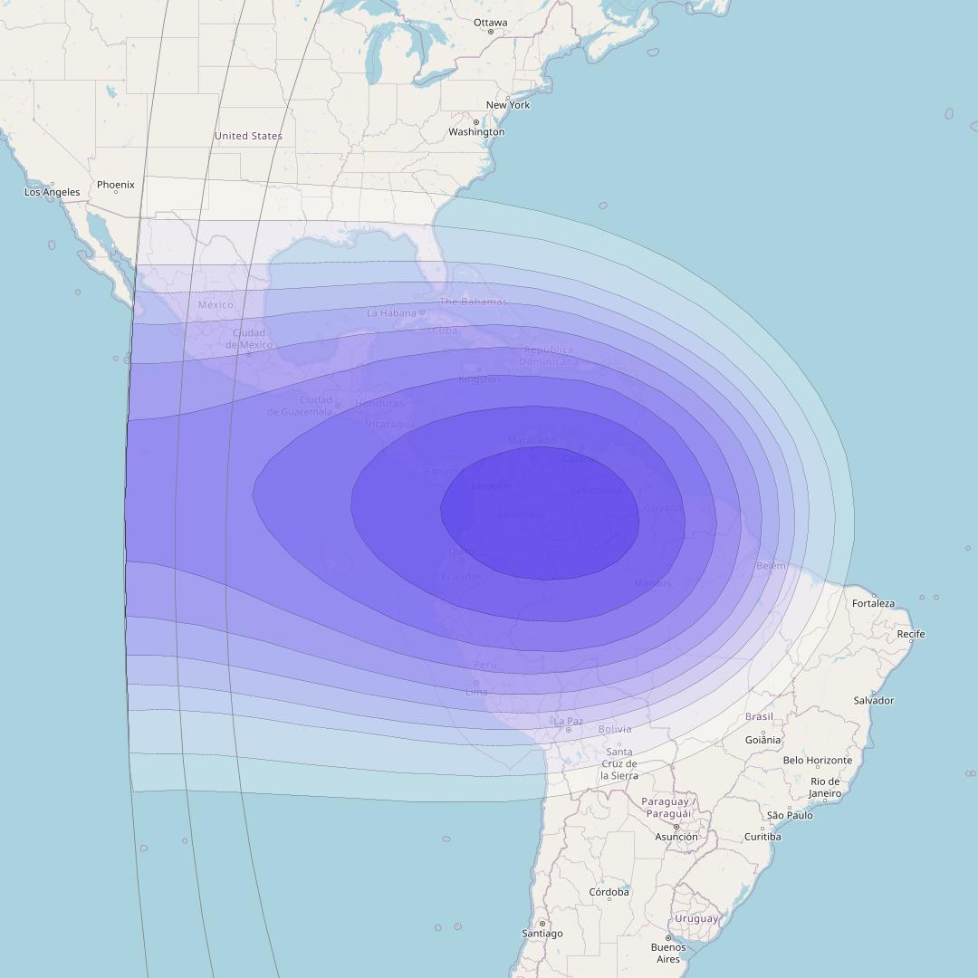 XTAR-LANT at 30° W downlink X-band Caribbean/Latin America beam coverage map