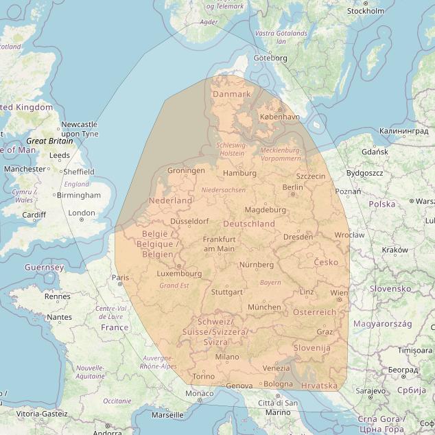 Astra 5B at 31° E downlink Ka-band Germany Spot beam coverage map