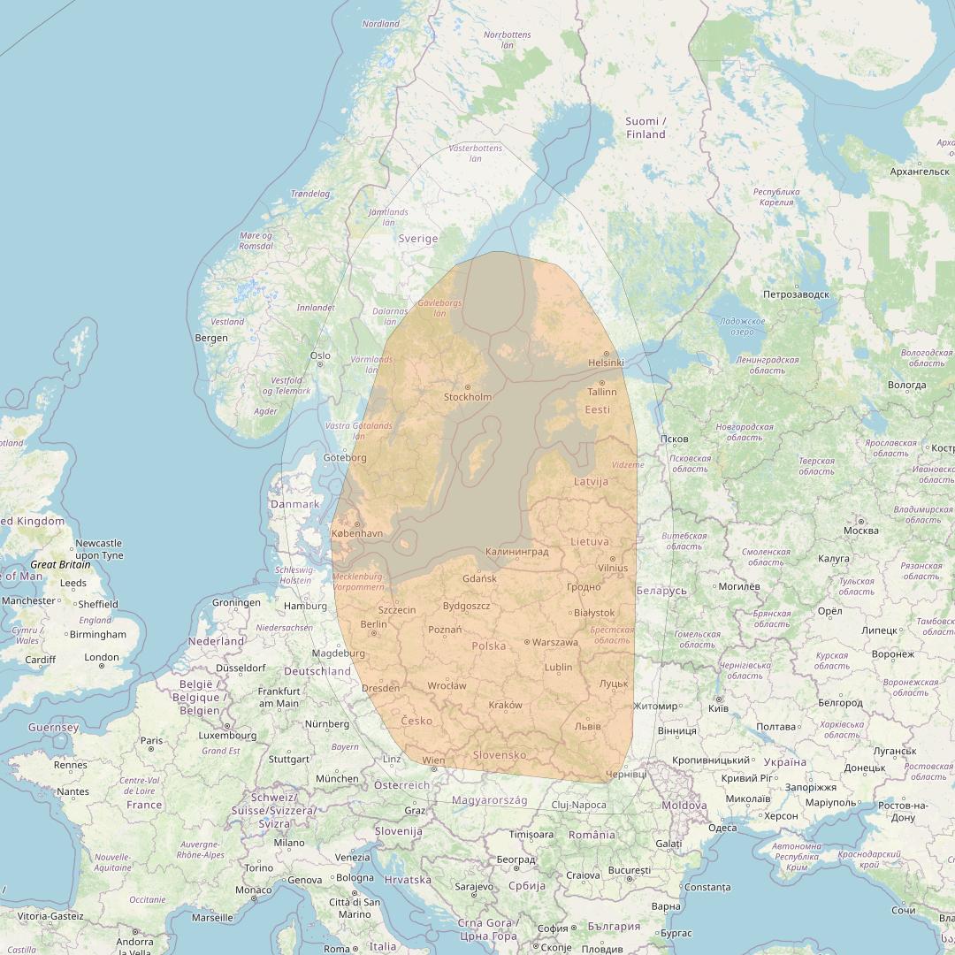Astra 5B at 31° E downlink Ka-band Poland Spot beam coverage map