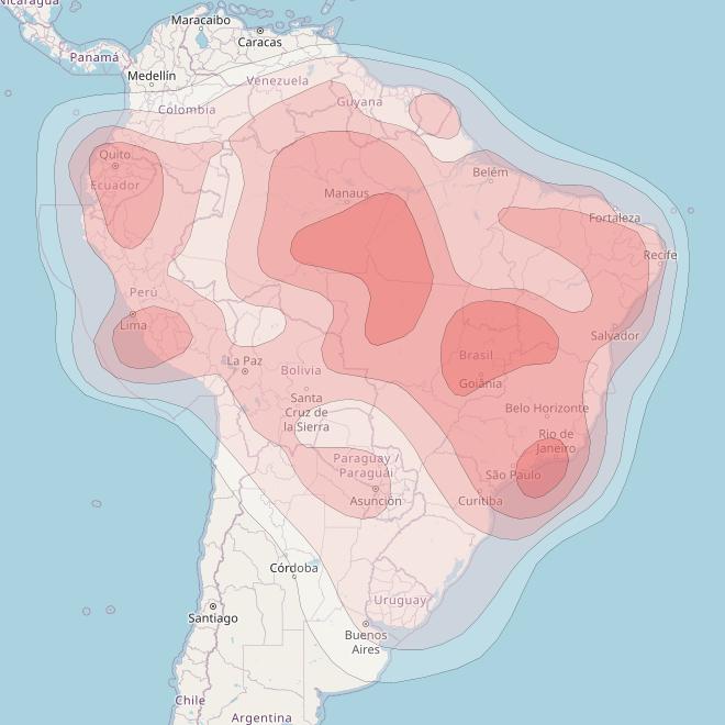 Hispasat 36W-1 at 36° W downlink Ku-band South America beam coverage map