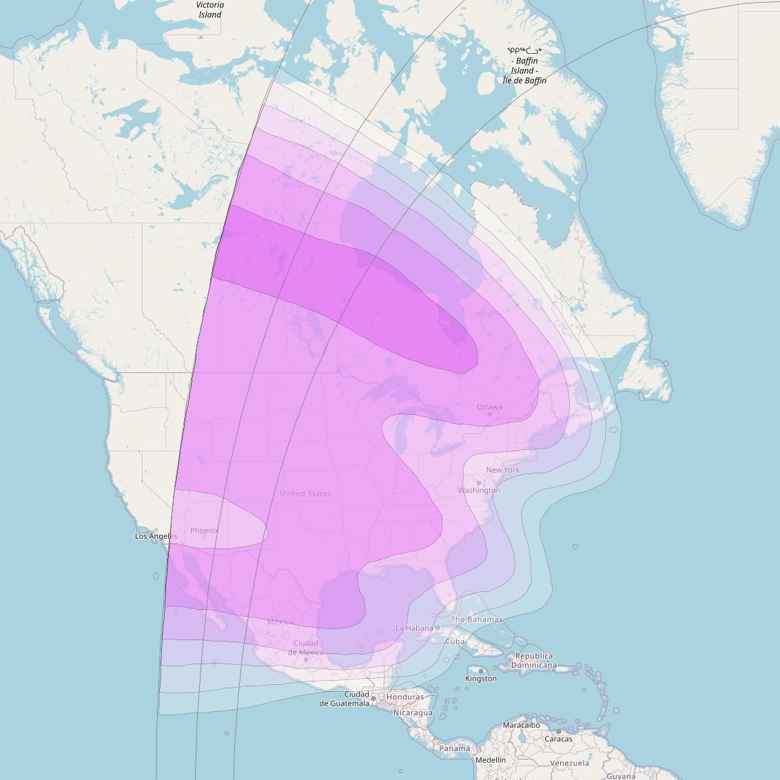 NSS 10 at 37° W downlink C-band North America Beam coverage map