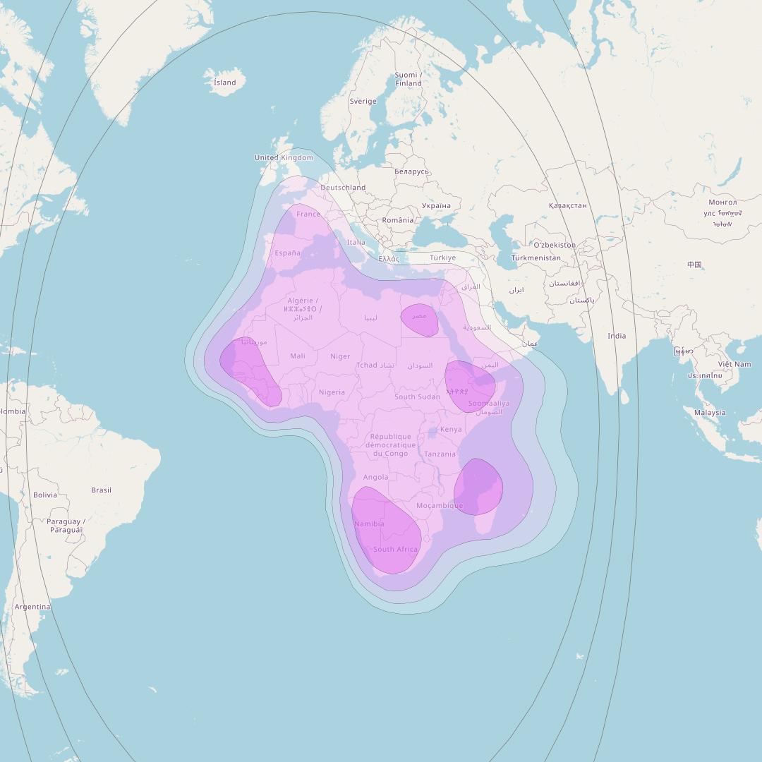 Rascom 1R at 3° E downlink C-band Continental beam coverage map