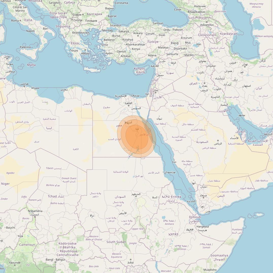 Al Yah 2 at 48° E downlink Ka-band Spot 23 User beam coverage map