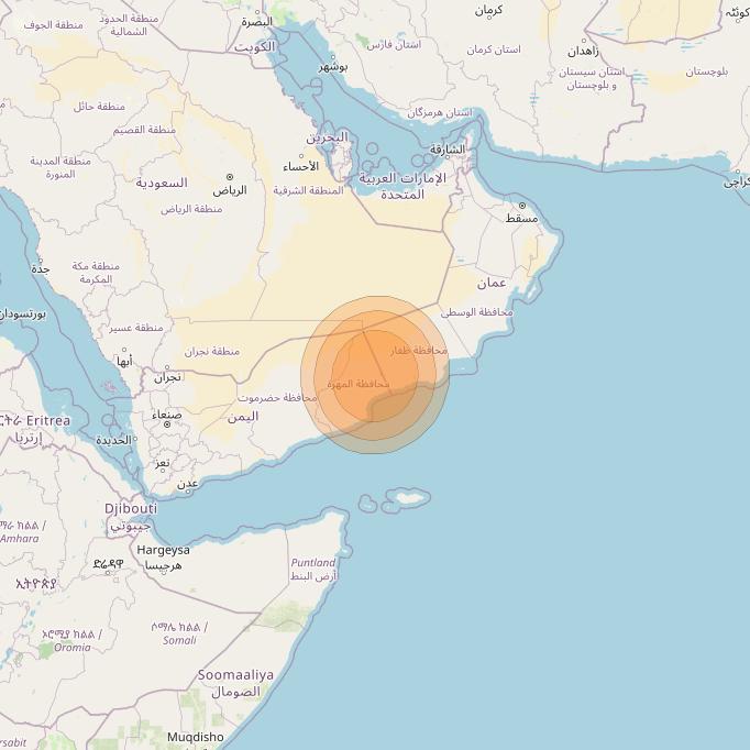 Al Yah 2 at 48° E downlink Ka-band Spot 39 User beam coverage map