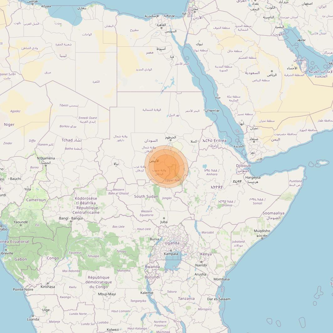 Al Yah 2 at 48° E downlink Ka-band Spot 41 User beam coverage map