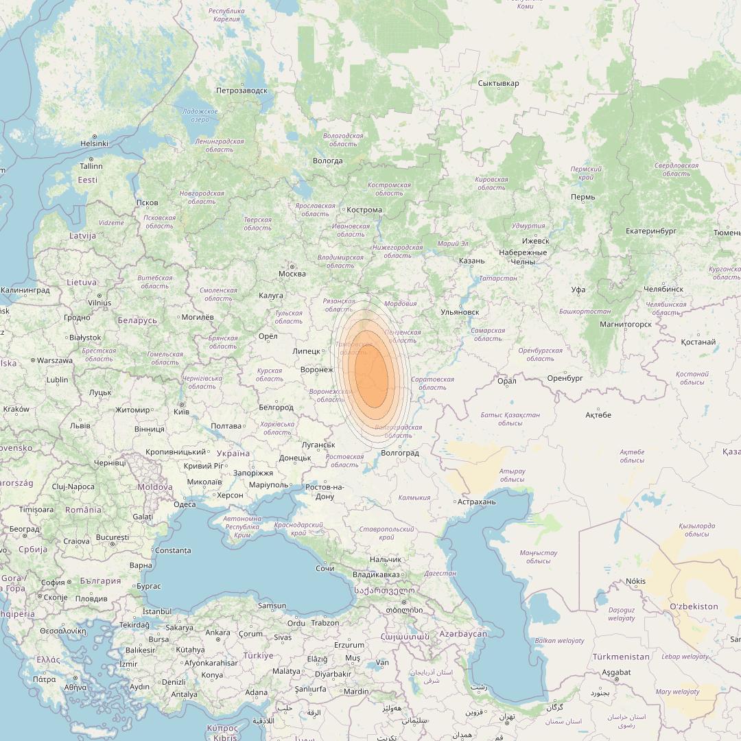Yamal 601 at 49° E downlink Ka-band Spot09 Pol B MG-1 beam coverage map