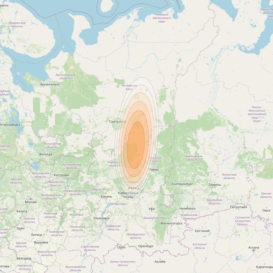 Yamal 601 at 49° E downlink Ka-band Spot22 Pol B MG-2 beam coverage map