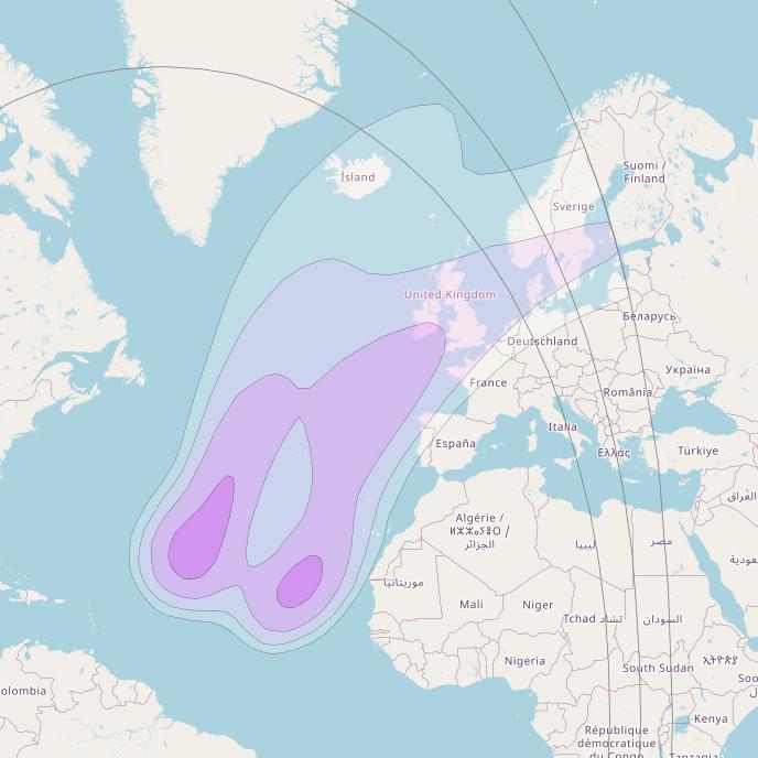 Intelsat 902 at 50° W downlink C-band ME Zone beam coverage map