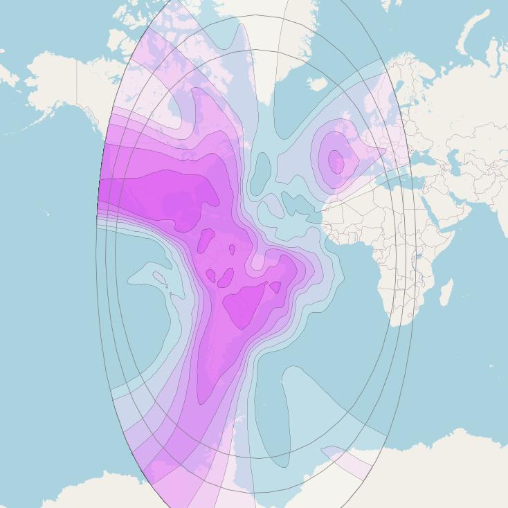Intelsat 9 at 50° W downlink C-band Americas vertical beam coverage map