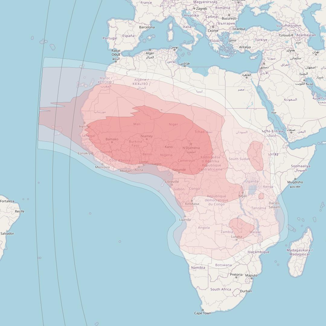 BELINTERSAT-1 at 51° E downlink Ku-band Africa beam coverage map