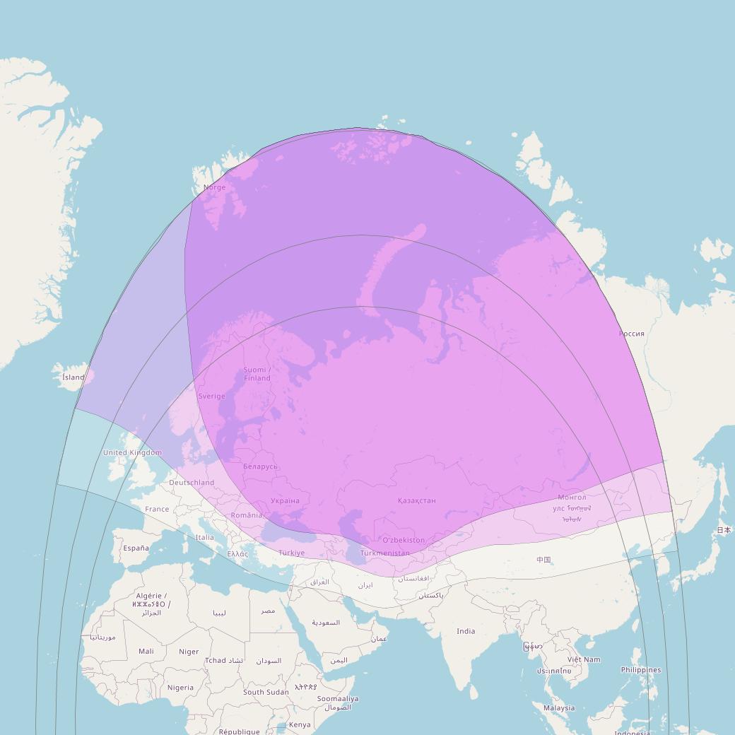 Express AM6 at 53° E downlink C-band Fixed Zone 1 beam coverage map