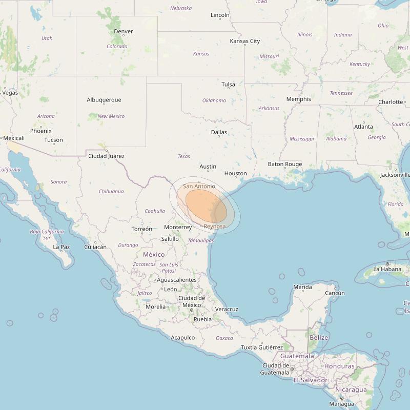 Amazonas 3 at 61° W downlink Ka-band Spot RT3D - Laredo GW1 return beam coverage map