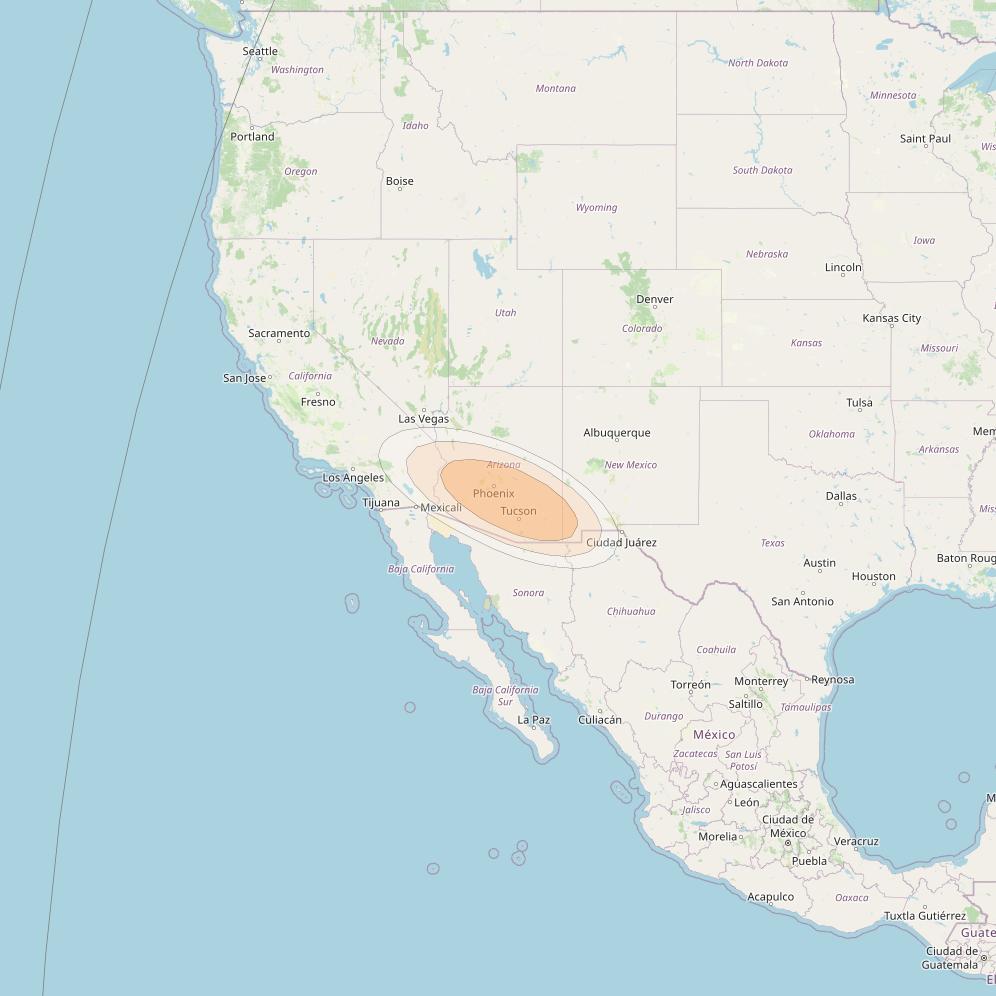 Amazonas 3 at 61° W downlink Ka-band Spot RT7D - Tucson GW2 return beam coverage map