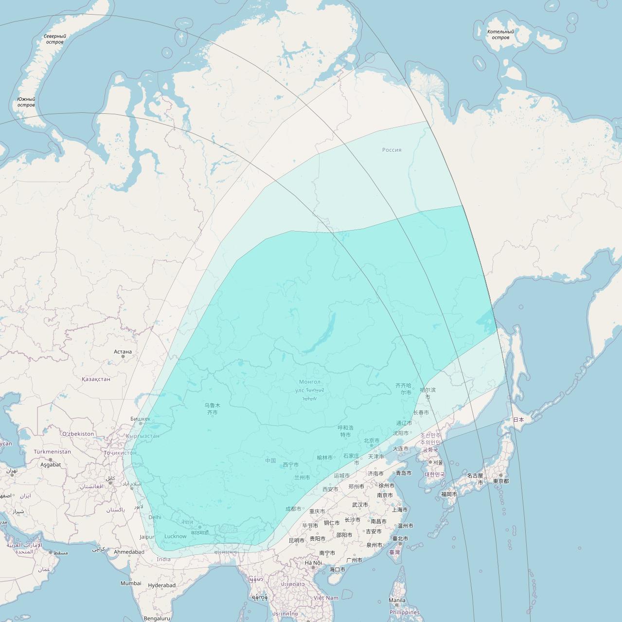 Inmarsat-4F2 at 64° E downlink L-band R007 Regional Spot beam coverage map