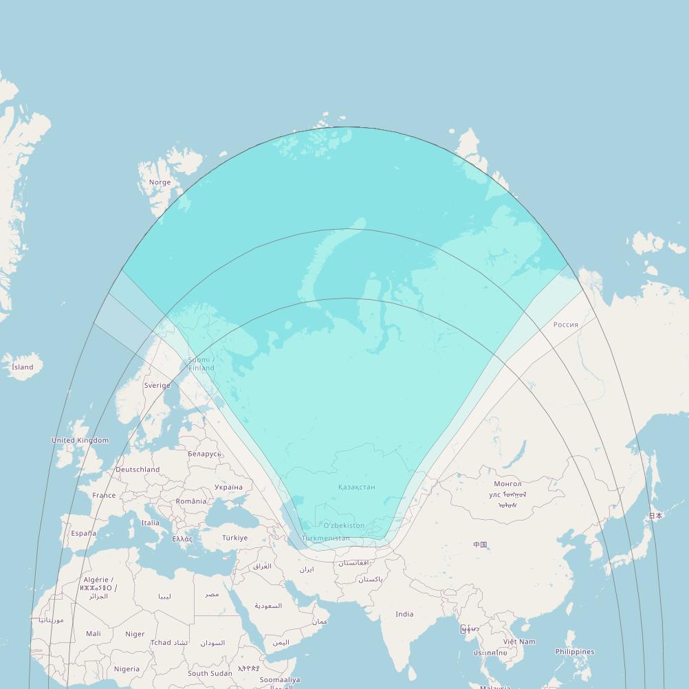 Inmarsat-4F2 at 64° E downlink L-band R012 Regional Spot beam coverage map