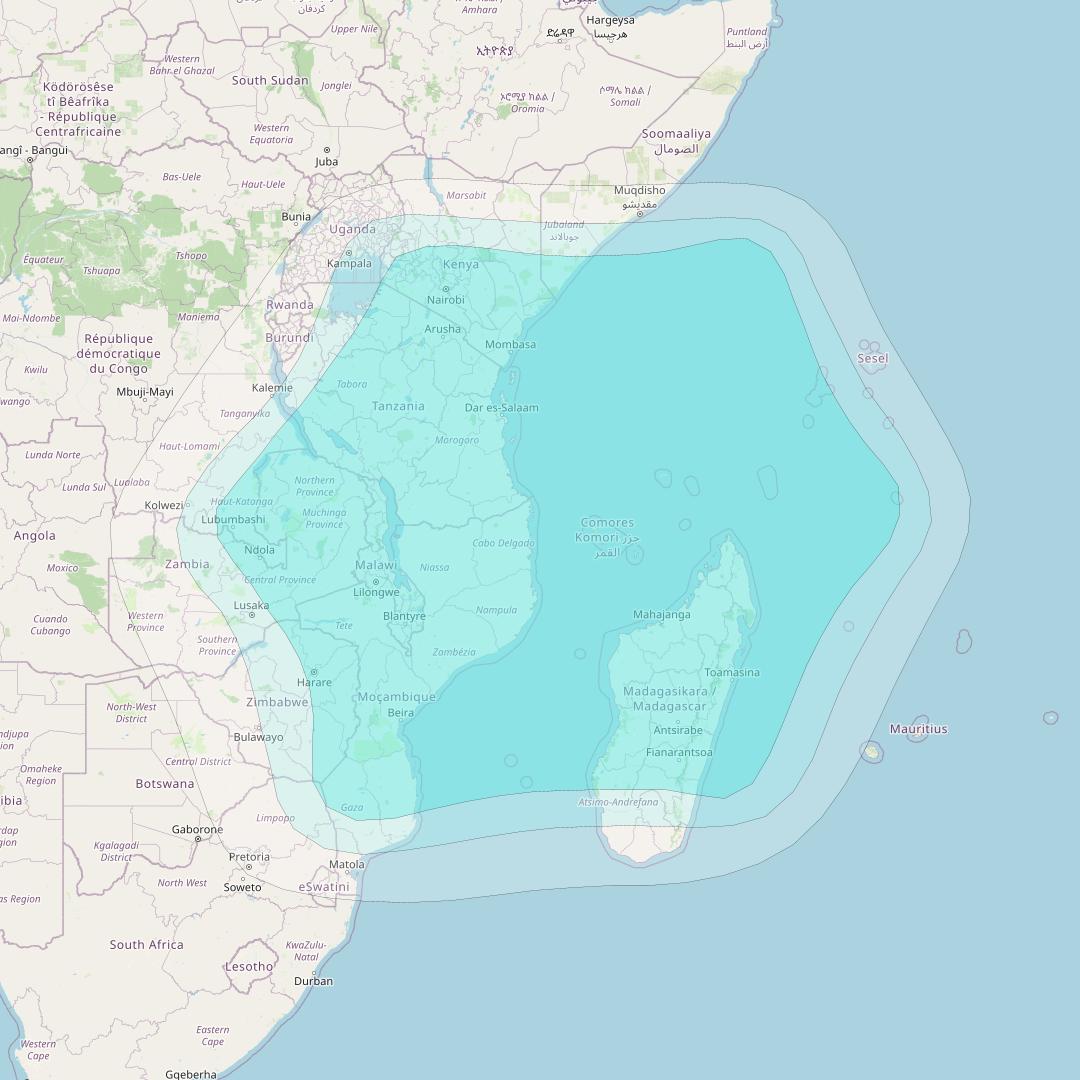 Inmarsat-4F2 at 64° E downlink L-band R014 Regional Spot beam coverage map