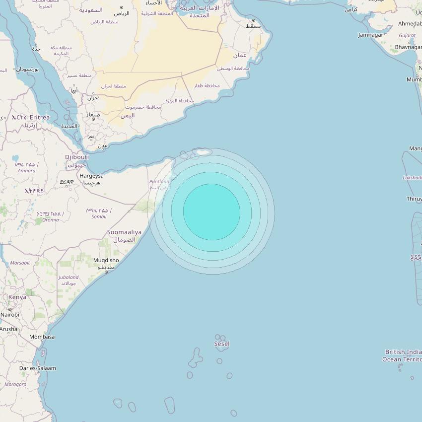 Inmarsat-4F2 at 64° E downlink L-band S076 User Spot beam coverage map