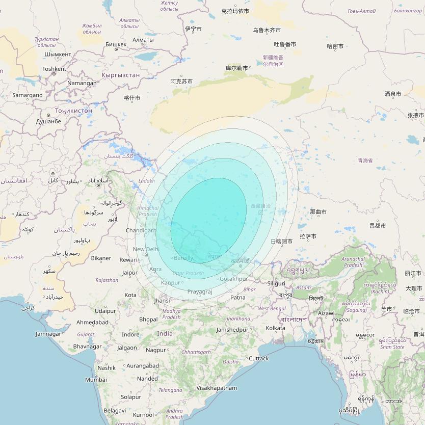Inmarsat-4F2 at 64° E downlink L-band S136 User Spot beam coverage map