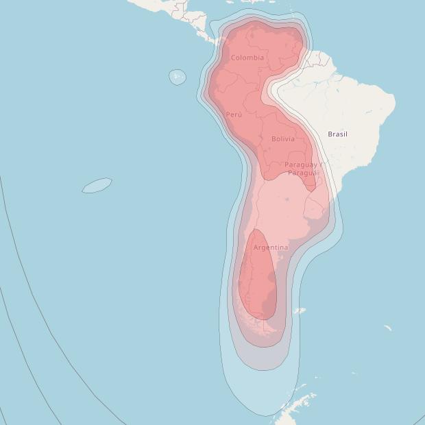 SES 10 at 67° W downlink Ku-band South America beam coverage map