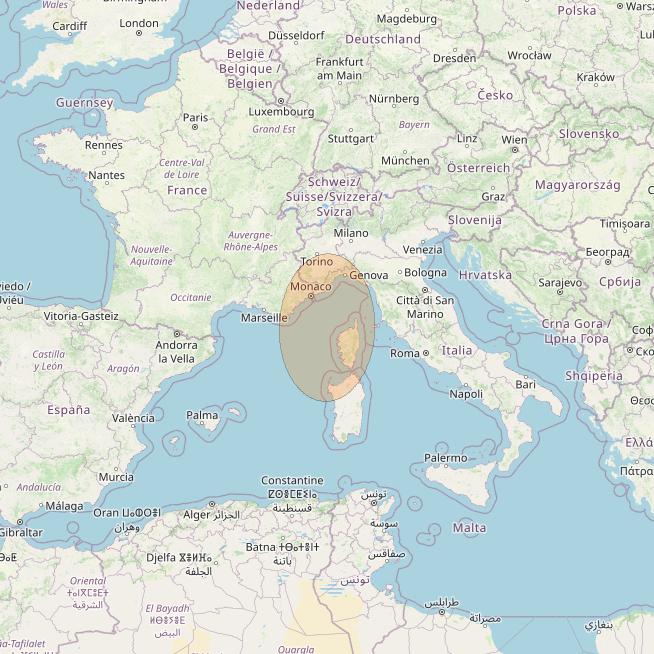 Eutelsat Konnect at 7° E downlink Ka-band EU26 User Spot beam coverage map