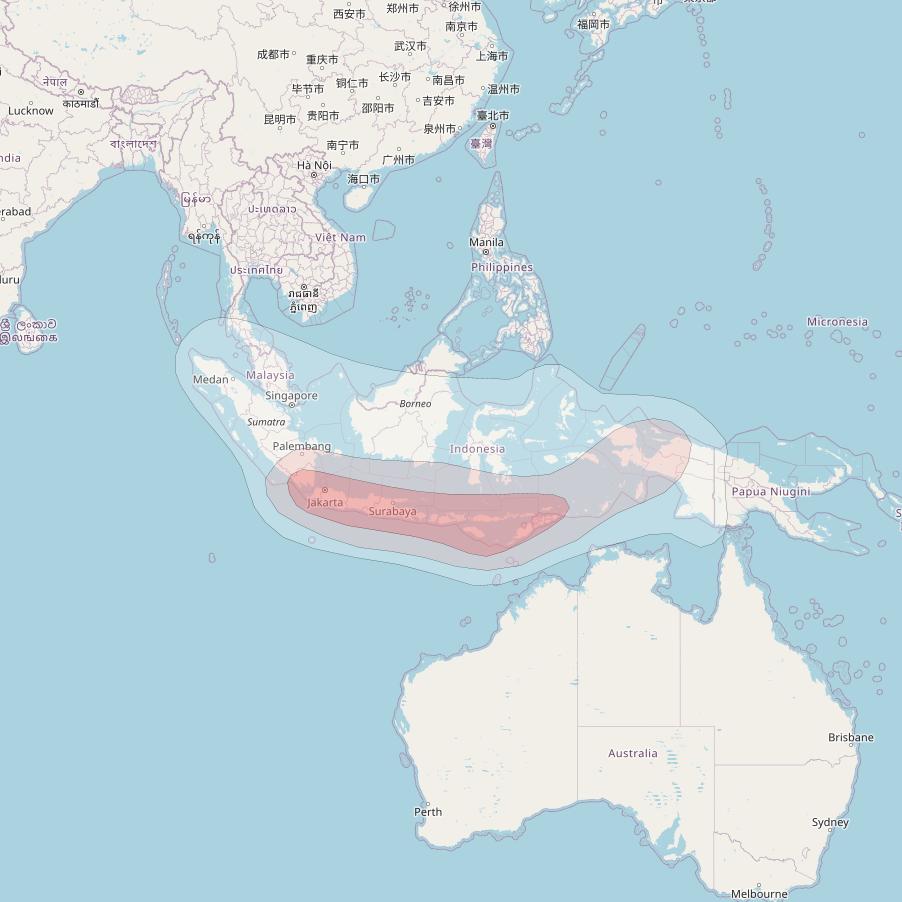 Chinasat 11 at 98° E downlink Ku-band Indonesia beam coverage map