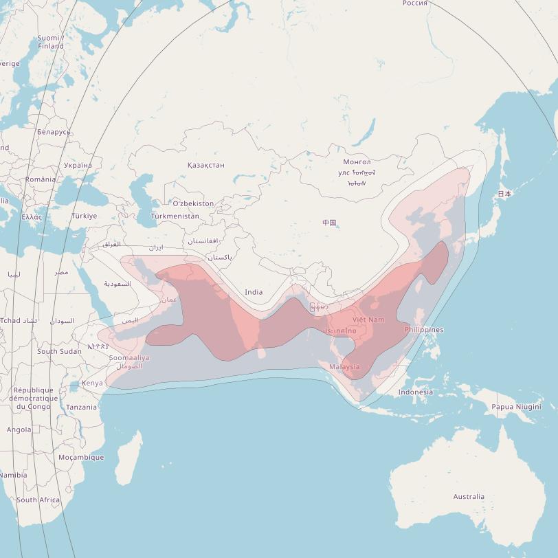 Chinasat 11 at 98° E downlink Ku-band Maritime beam coverage map